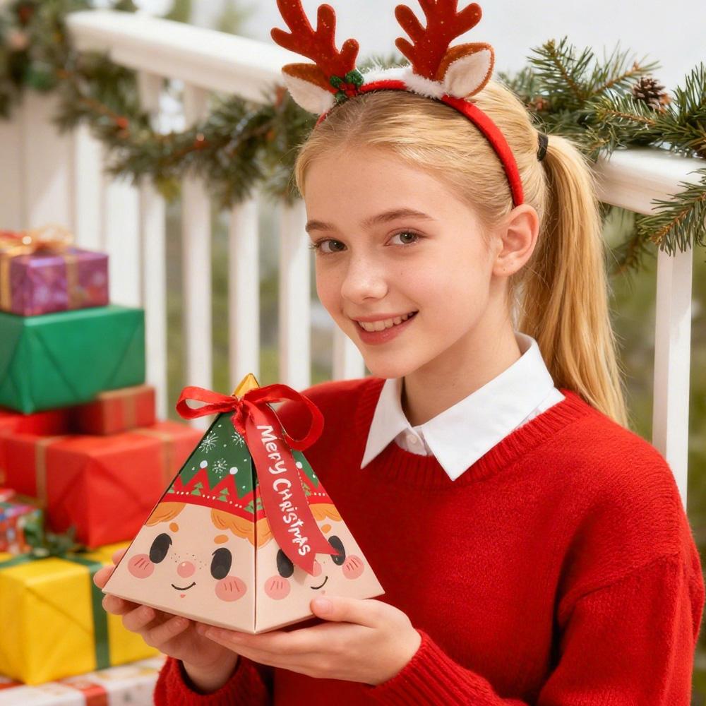 8Pcs Christmas Candy Boxes Christmas Gift Boxes With Ribbon For Xmas Birthday New Year Party Accessories Supplies