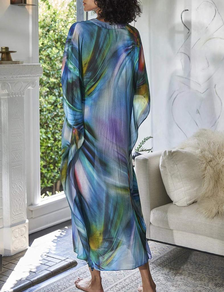 Swimsuit Cover Up Beach Blouse One Piece V Neck Large Size Floral Pattern [Bsubseach] Women's