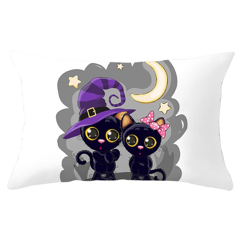 Halloween Cartoon Print Series Peach Skin Waist Pillow Cover Sofa Cushion Cover