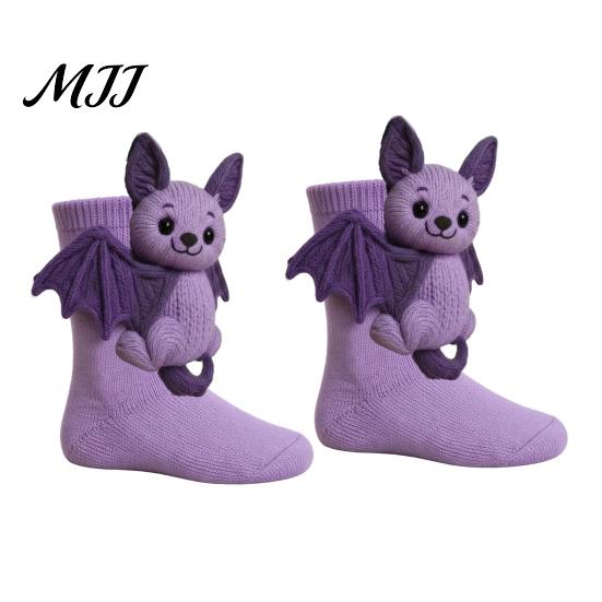 Creative 3D Doll Socks 1 Pair Knit Animal Socks, Fuzzy Cute Novelty Thick Durable Cotton Hand Crocheted Floor Sock, Stuffed Christmas Gift