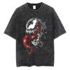 Vintage Venom Graphic T-Shirt Men Retro Green Venom Print Washed Black Oversized Tee 2026 Movie Streetwear Hip Hop Cotton Tops