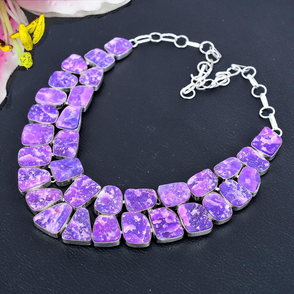 Purple Hememorphite Druzy Gemstone 925 Sterling Silver Jewelry Necklace 18" KG-1838