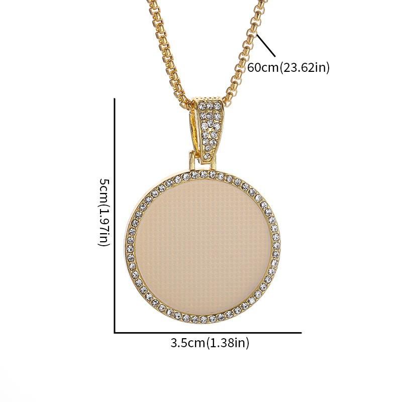 

Memorial Round Wings Picture Frame Mirror Pendant Eco-friendly Alloy Jewelry with Precisely Set Zirconia Luxury Necklace Photo frame золотой