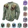 Men's Halloween Print Round Neck Long Sleeve T-Shirt for Party and Everyday Wear