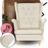 Armchair Uszak Eco Leather Gaja with Footrest Scandinavian Family Furniture Beige Cream