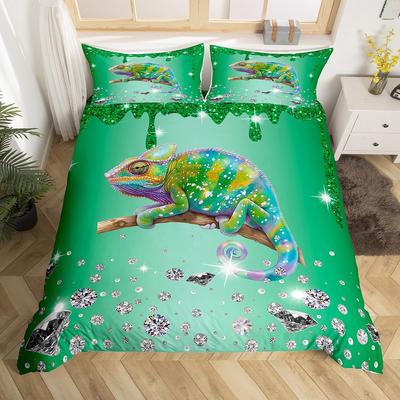 Chameleon Duvet Cover Sets For Teens Queen King Size Lightweight Down Quilt Cover Set  Animal Pattern Bedroom Decor No Comforter