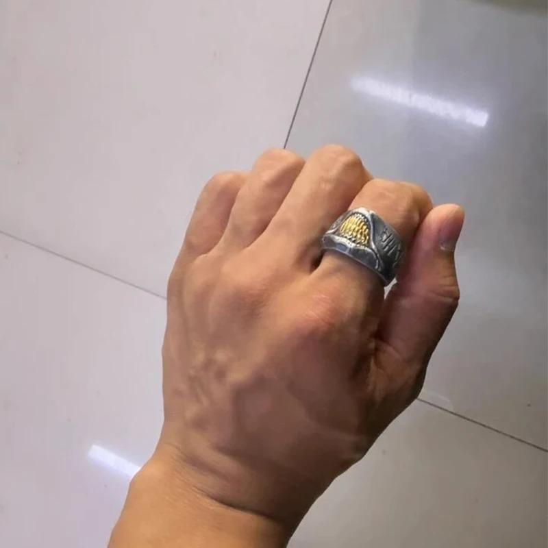Vintage Lustiges Handgeschnitztes Clown-Lächeln Offener Ring Für Damen Herren Hip-Hop Vintage Künstlerisch Nische High-End Schmuck Geschenke