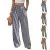 Pantalon décontracté à rayures pour femmes, coupe droite, taille haute, ample