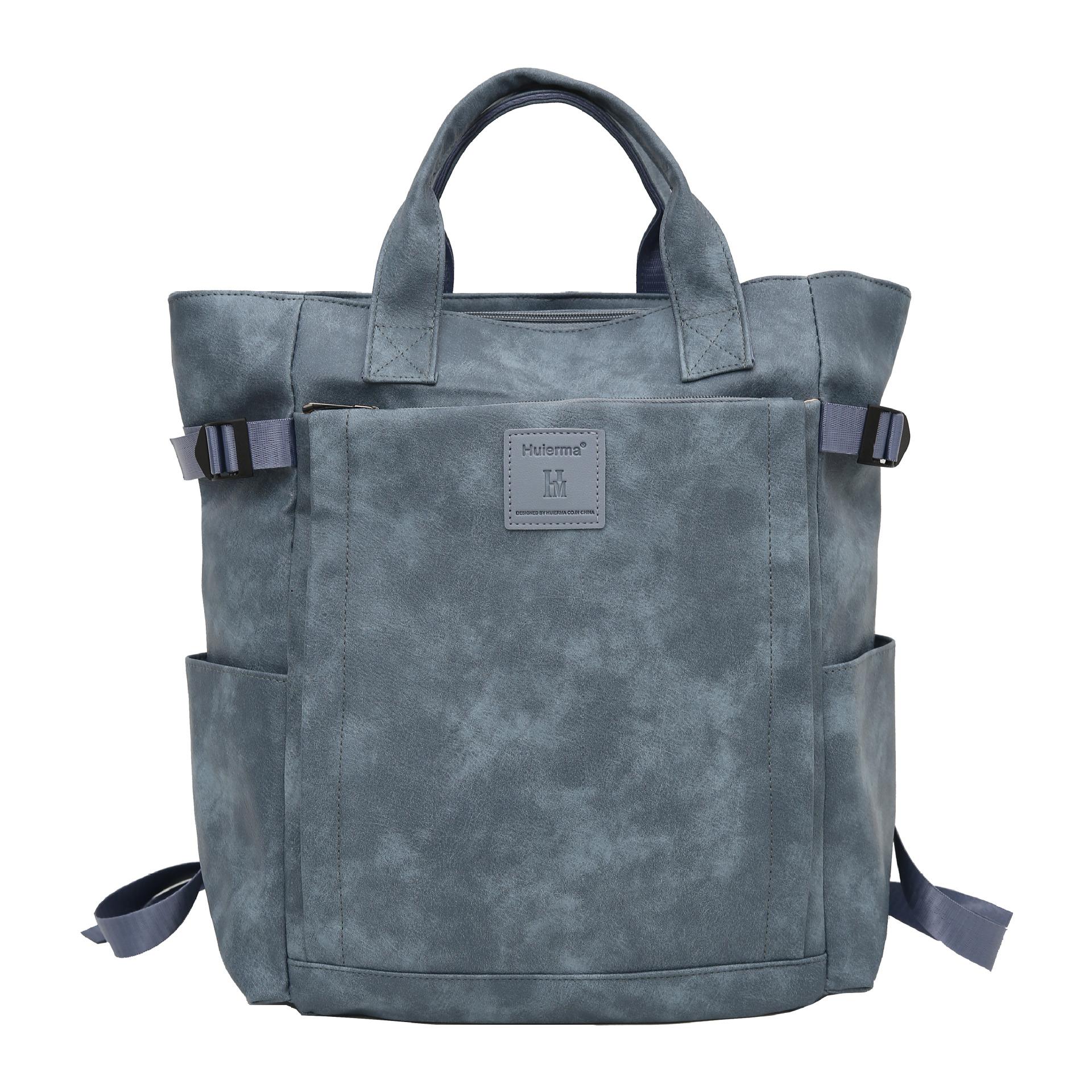 

Мужской рюкзак из полиуретана, вместительный рюкзак для путешествий в стиле ретро, многофункциональный ручной школьный ранец для мальчиков и девочек. синий