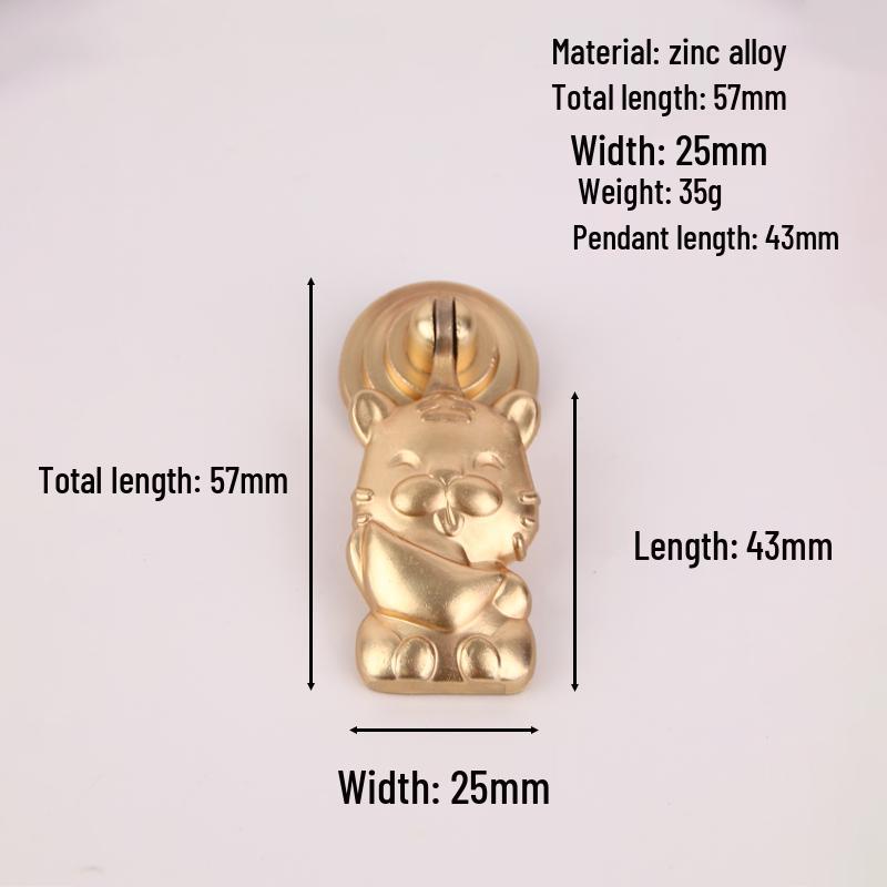 Gold Chinese Style Hidden Ring Handle - Brushed Copper Wardrobe Zinc Alloy