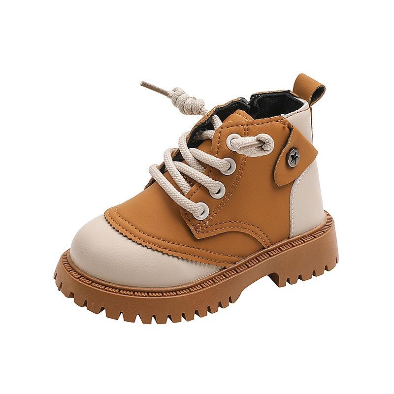 New Girls' Boots Boys Leather-faced Leather Boots