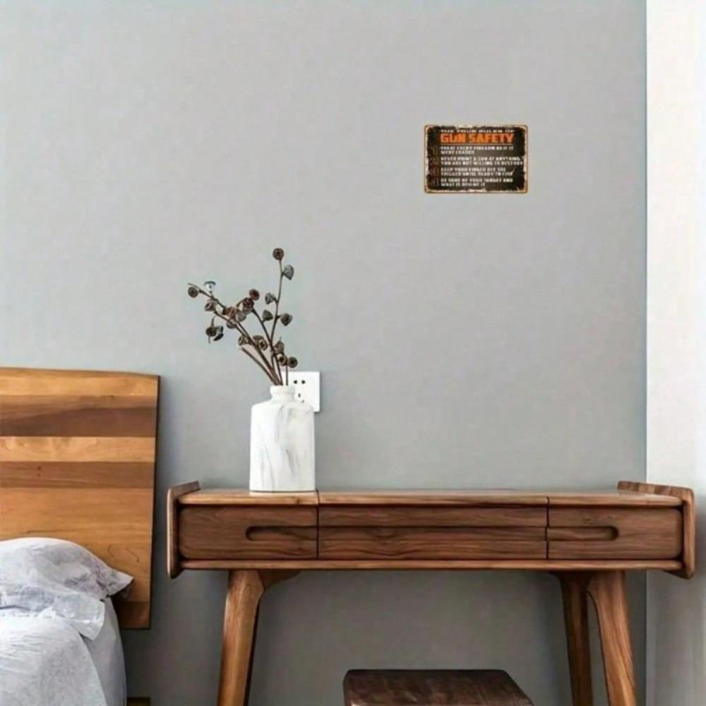 Vintage Metal Poster Gun Rules Tin Sign for Garage Wall