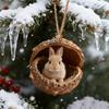 10 Stück Waldtier Eichel Ornamente Gemütliches Wald Weihnachtsornament 2D Acryl Tannenzapfen Tier Weihnachtsbaum Hängeornamente für Heimdekoration