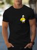 Unisexs Royal Blue Crew Neck Tee Smoking Duck In Egg Shell Cartoon Print Loose Summer Street Casual Daily Basic Short Sleeve Top