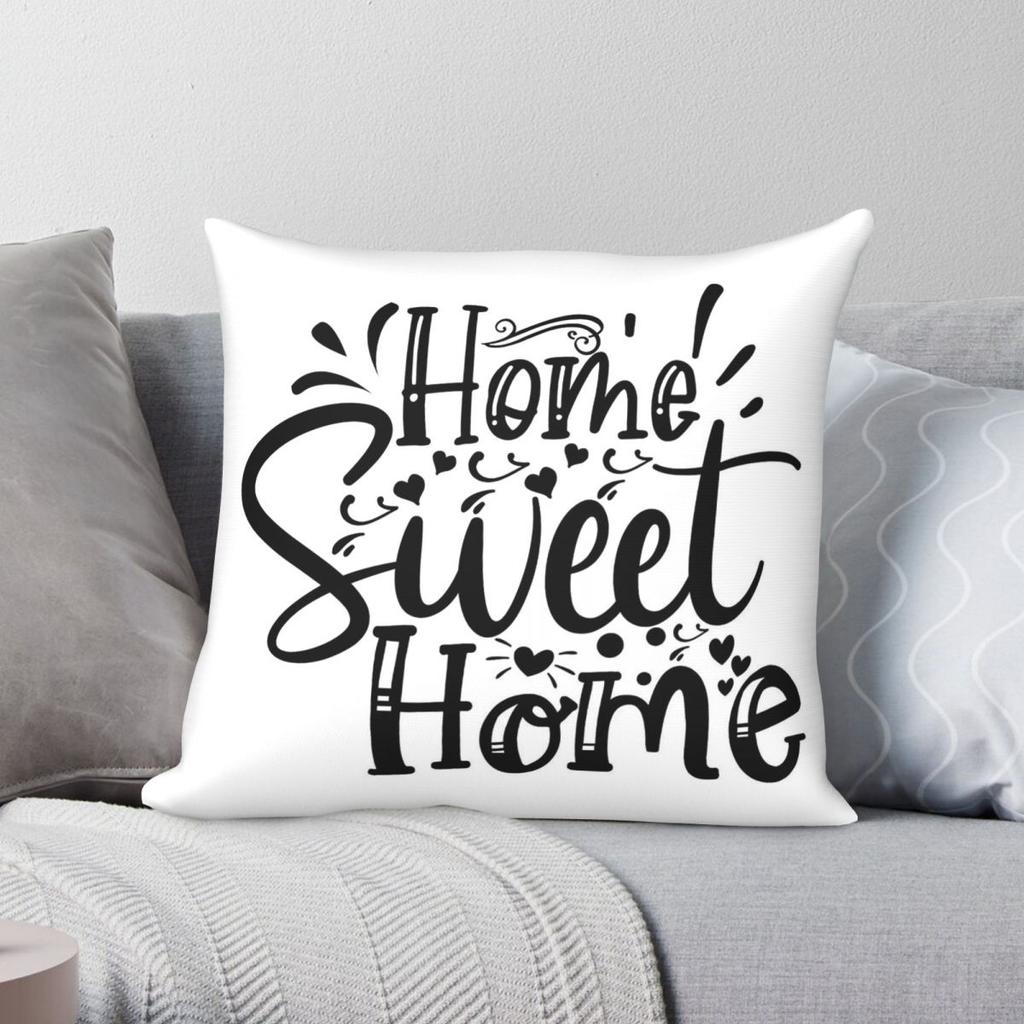 Home Sweet Home Pillowcase Polyester Linen Velvet Printed Zip Decorative Pillow Case Car Cushion Cover