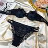 Set di Biancheria Intima Stile Francese Reggiseno in Raso e Pizzo Ultra-sottile Supporto Minimizzante per Seno Abbondante Antiscivolo