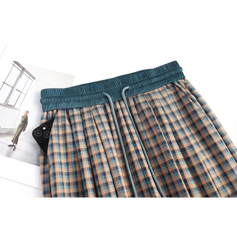 Women's High-Waisted Plaid Wide-Leg Casual Trousers