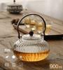 IwaiLoft Handmade Glass Teapot with Natural Wood Jumping Perfect for Black Fruit Loose Leaf Flower and Craft Half Can be Used Over an Open Large