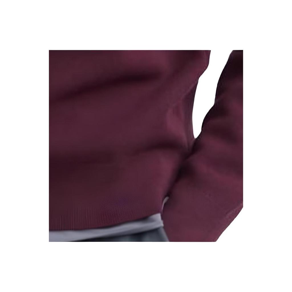 Uniqlo Solid Ribbed Crew Neck Pullover Sweater Unisex Sweater Burgundy 461408-19
