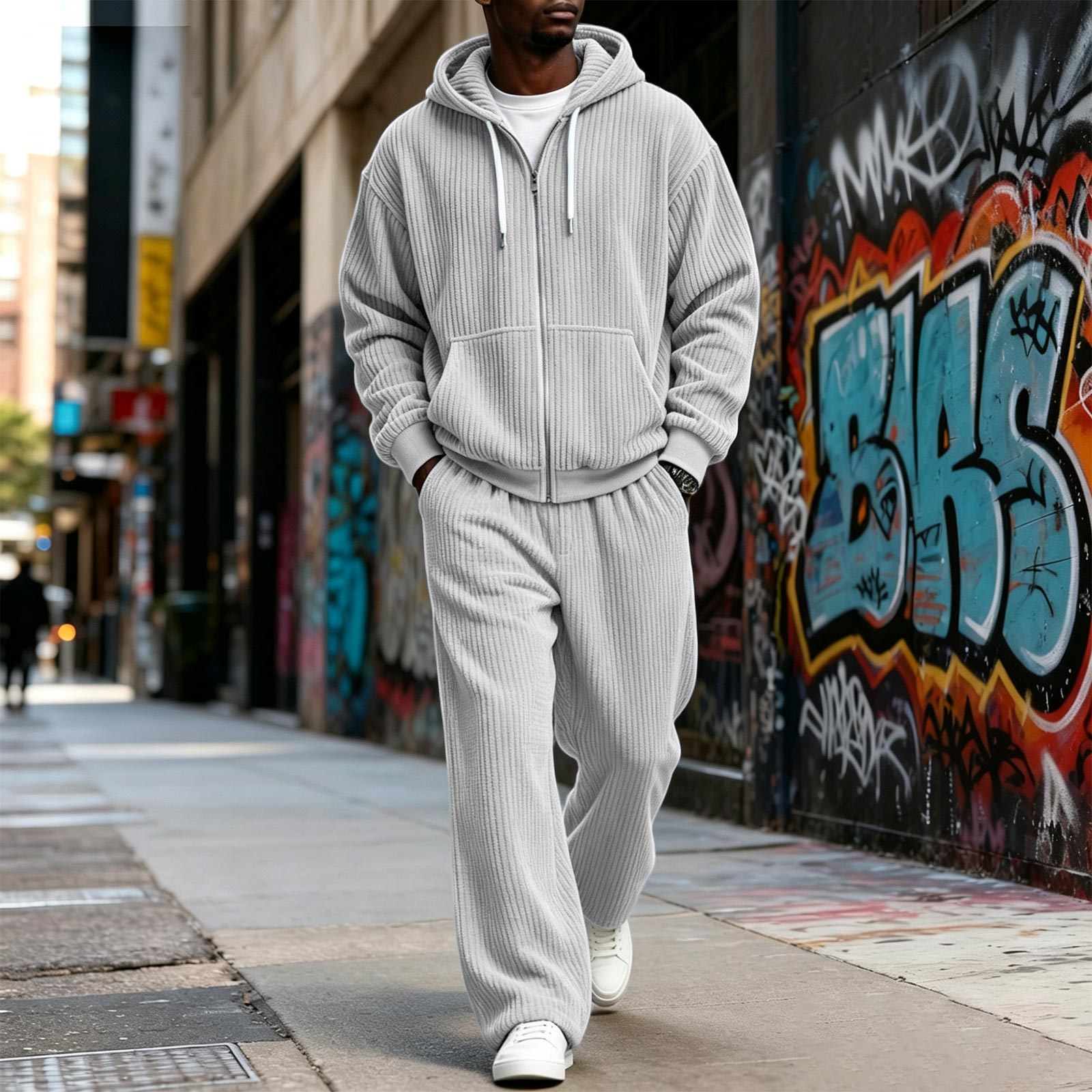 Men`s Winter Warm Corduroy Two Piece