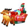 Inflatable Santa Sleigh and Reindeer Xmas Decoration Blow Up Santa On Sleigh with 2 Reindeers for Yard Garden