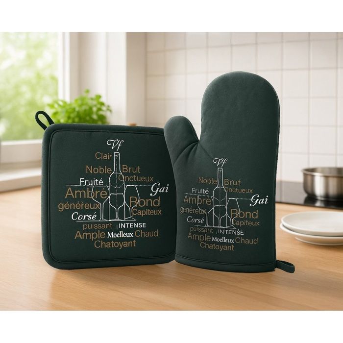 Gant et manique de cuisine 20 x 20 cm Saveurs du vignoble