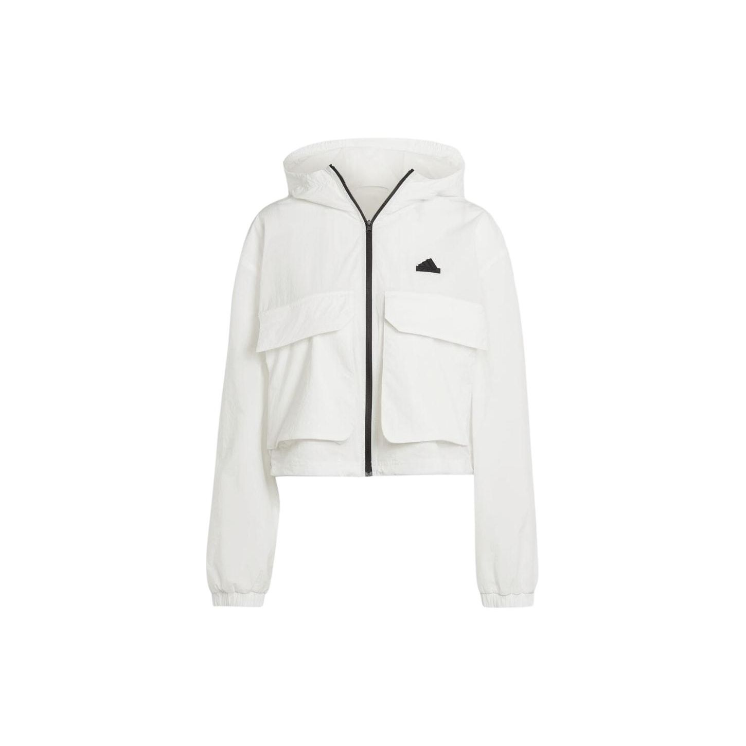 adidas Performance Women s White Short Hooded Woven Windbreaker Jacket IS0660 XL