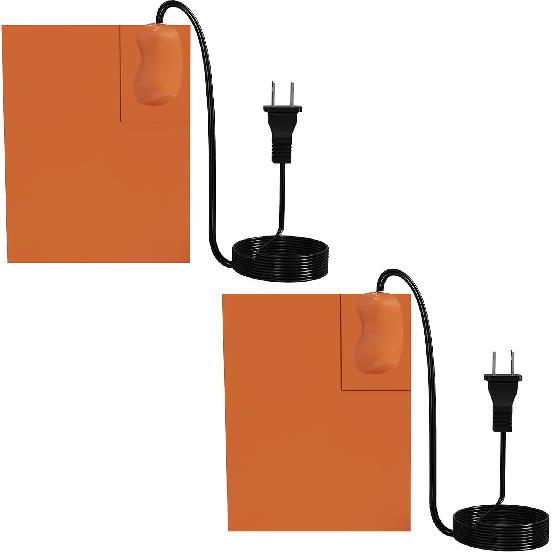 2 Pcs Silicone Car Engine Heater Pad, Self-Adhesive Engine Block Heater Oil Pan Heater Pad Silicone Heating Pad with 194°F Thermal Protector & 68