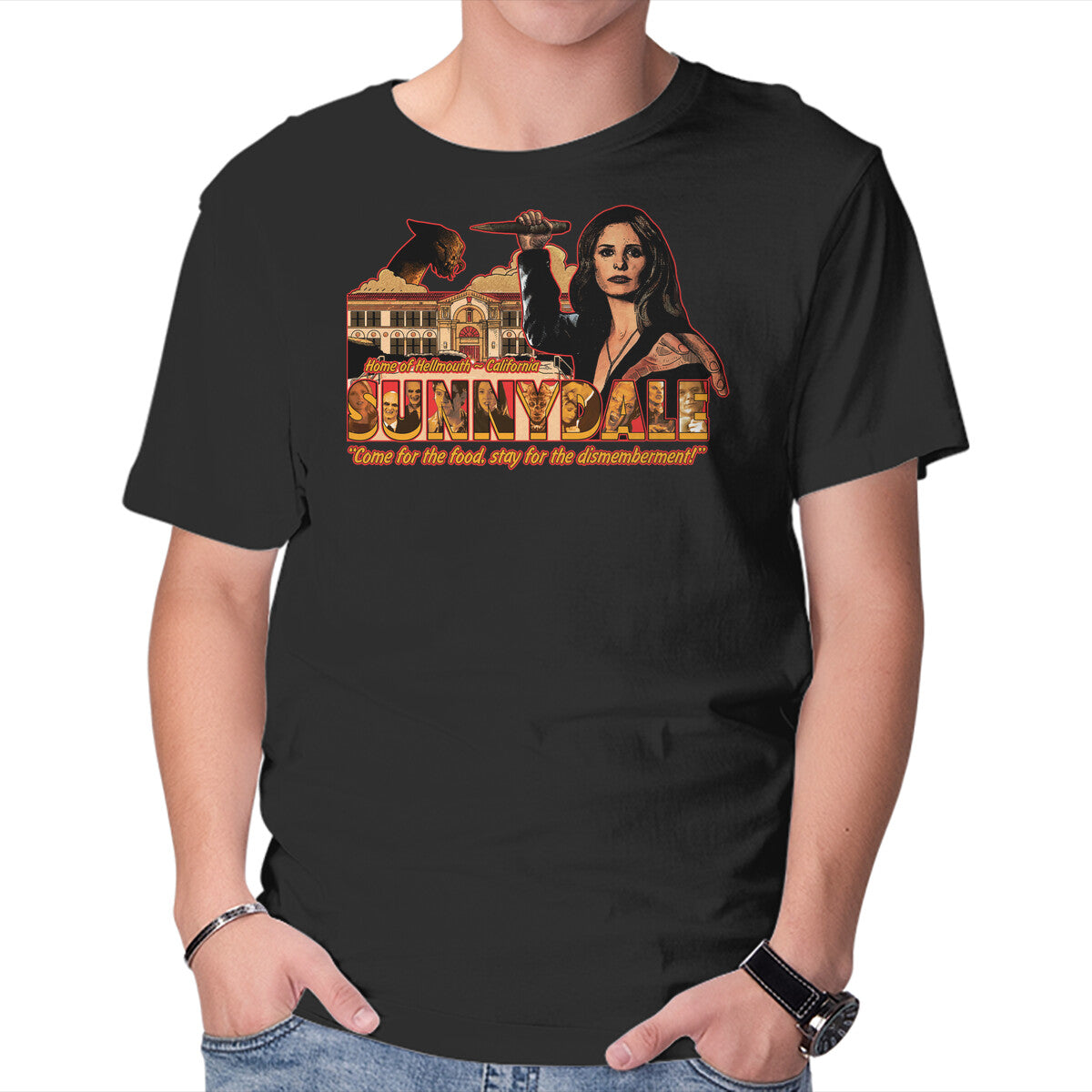 Unisex Crew Neck T-Shirt Visit Sunnydale Graphic Short Sleeve Casual Tee XXXL