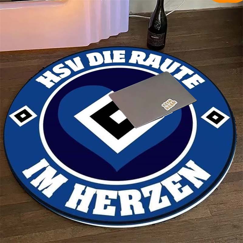 HSV Die Raute Im Herzen Club Crest Blue Round Area Rug German Football Circular Floor Mat Sports Fan Bedroom Gaming Chair Home Decor Carpet