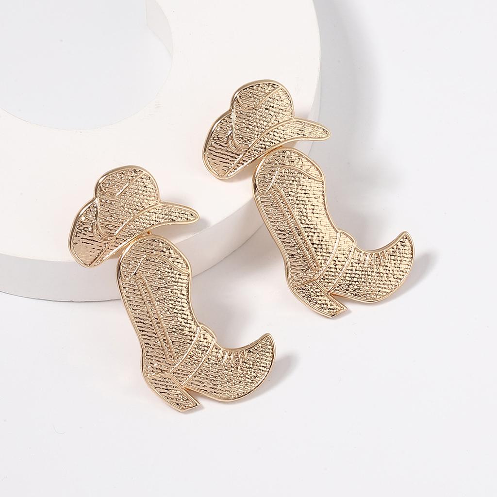 European and American New High-end Fashion Personalized Boots Alloy Earrings Geometric Pattern Hat Stud Earrings Versatile Earrings