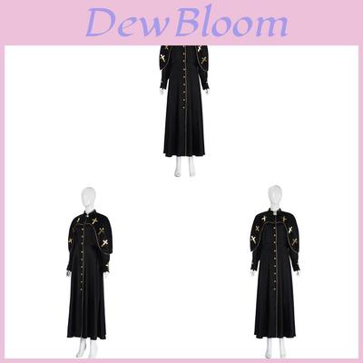 Halloween Priest Costume Cosplay Long Robe With Gold Embroidery For Adult Role Play