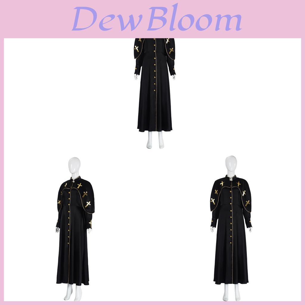 Halloween Priest Costume Cosplay Long Robe With Gold Embroidery For Adult Role Play
