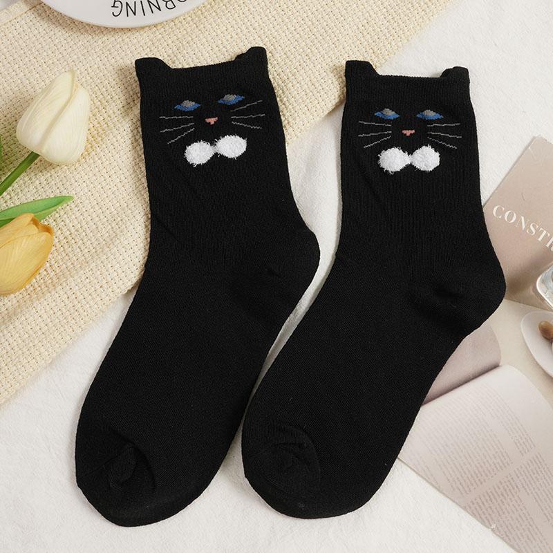 Women's New Cute Funny Cartoon Cat Mid-Calf Socks Comfortable Indoor Floor Sock Daily Casual Socks Creative Gift