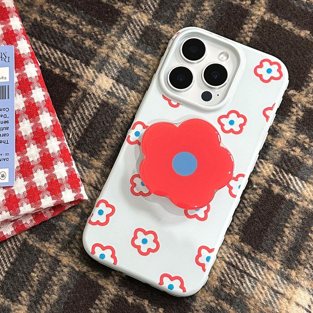 Little Red Flower Stand Phone Case for iPhone 15, iPhone 16, iPhone 17 Pro Max