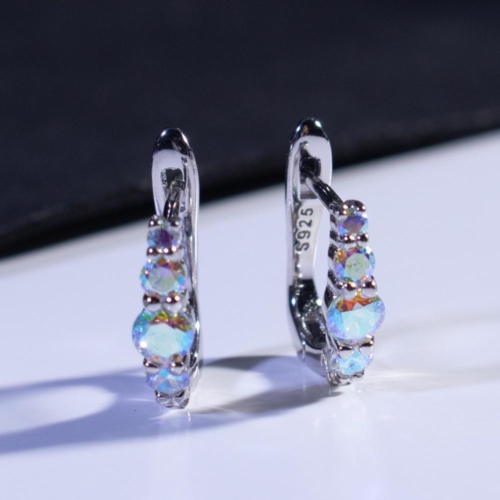 Barevný zirkon 925 Sterling Silver Náušnice Cubic Zirconia Vlastní módní šperky Dámské náušnice