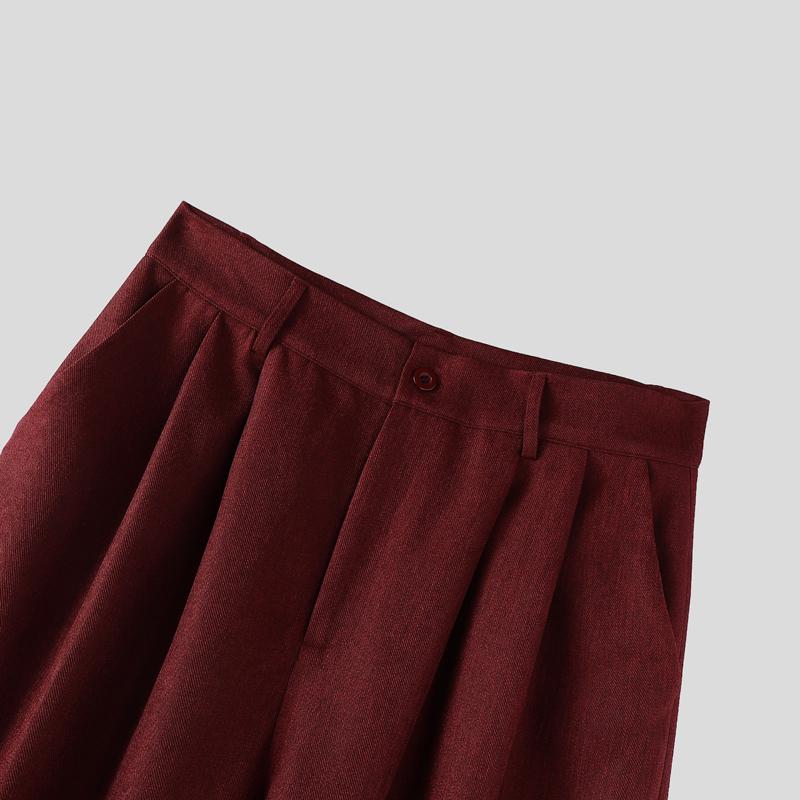 INCERUN Autumn Men's Zipper Waist Casual Baggy Wide Legs Pants Long Trousers