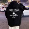Vintage American Oversize Fleece Hooded Sweatshirt Men Casual Couple Top