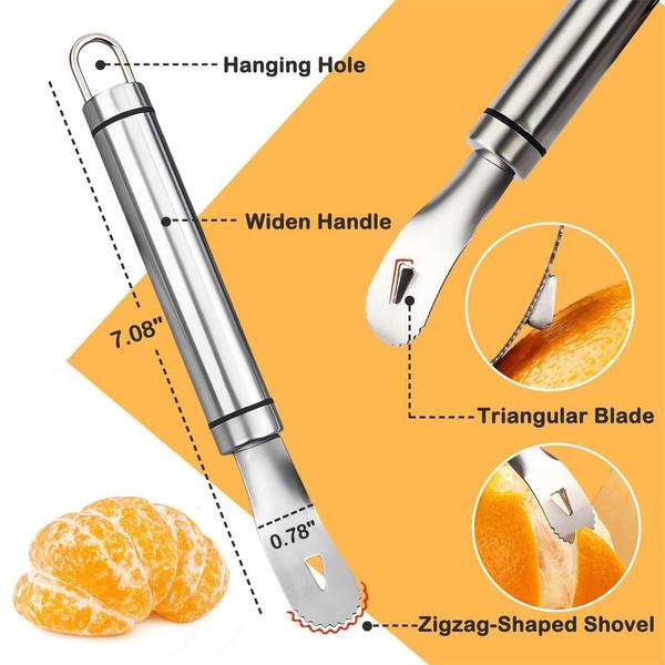 Long Handle Stainless Steel Orange Peeler Lemon Peeler Easy To Peel Tool Fruit Zesters Kitchen Accessories Kitchen Gadgets