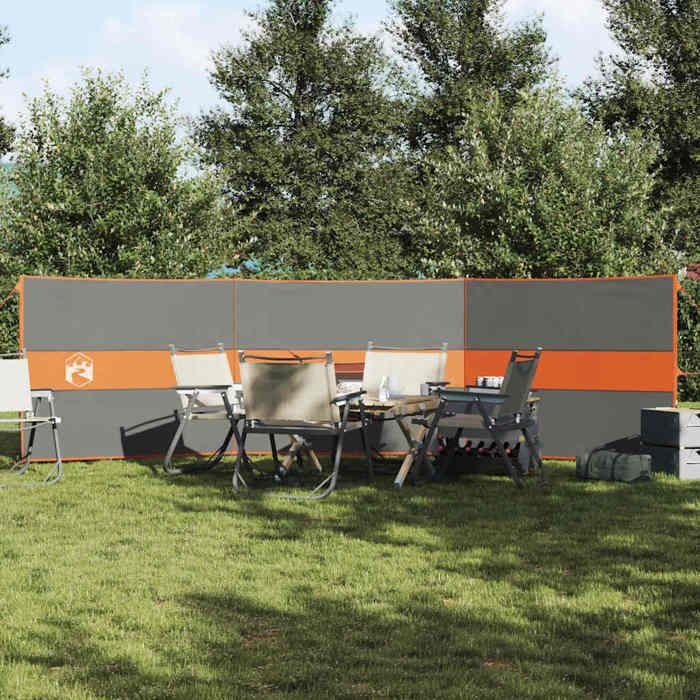 VidaXL Camping Windbreak Grey and Orange 490x123 Cm Waterproof, Beach Windbreak, Motorhome Windbreak, 4009656