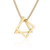 Necklace for Pink Triangle Square Fashion Accessory [Rockyu] Women, Gold, Simple, Necklace, Pendant, Titanium, Hypoallergenic, Party, Gift, Birthday,