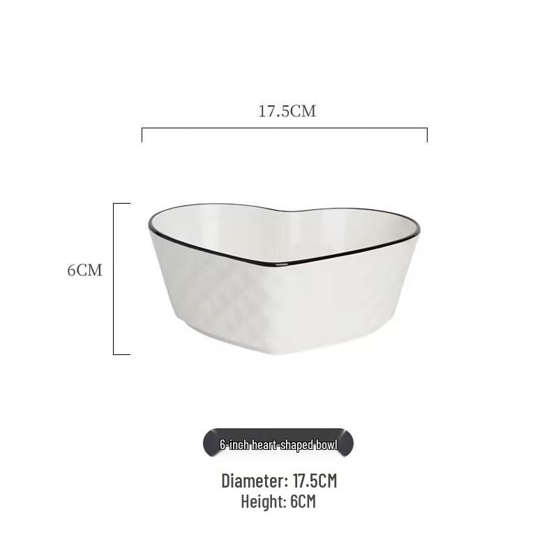 Bingyue 6-Inch Underglaze Ceramic Heart Bowl