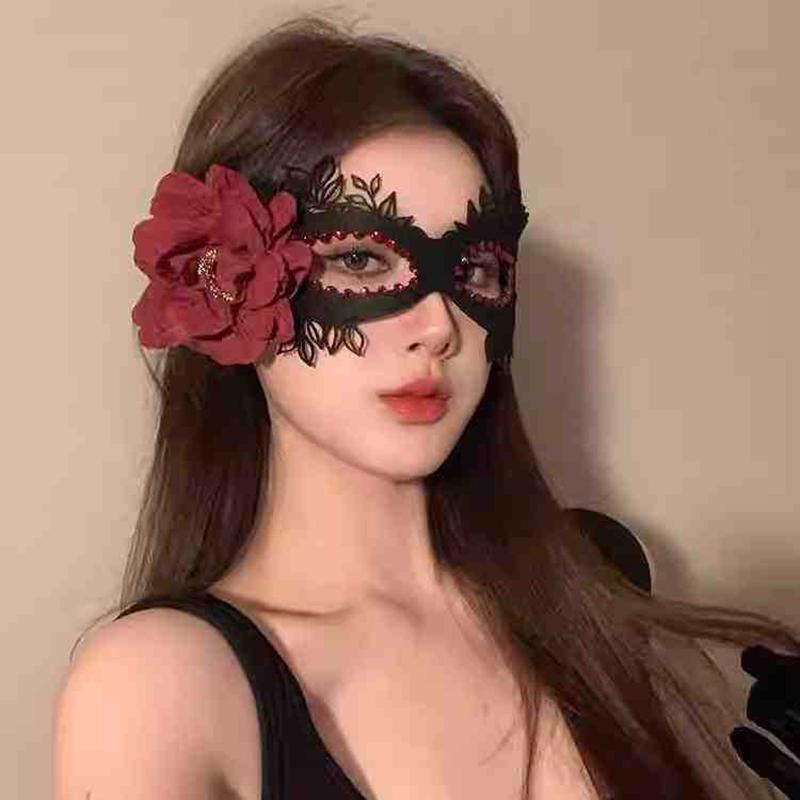 Retro Lace Princess Half Face Mask For Women Vintage Sexy Flower Tied Mask Gothic Party Accessory Masquerade Costume Prop