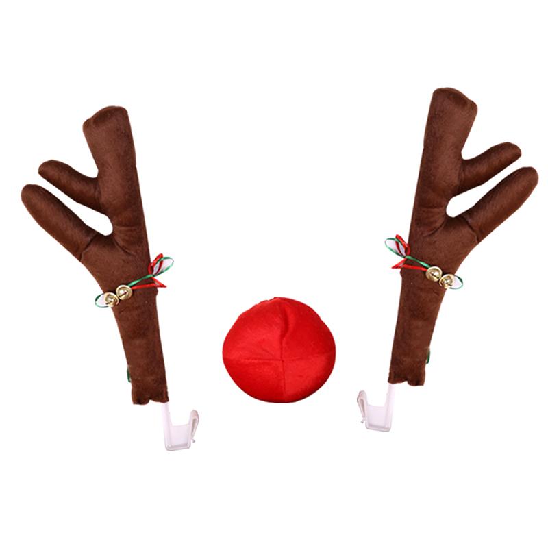 

1 комплект наружных украшений для грузовиков, подвеска в виде рождественских рогов, украшение для автомобиля, универсальный красный нос