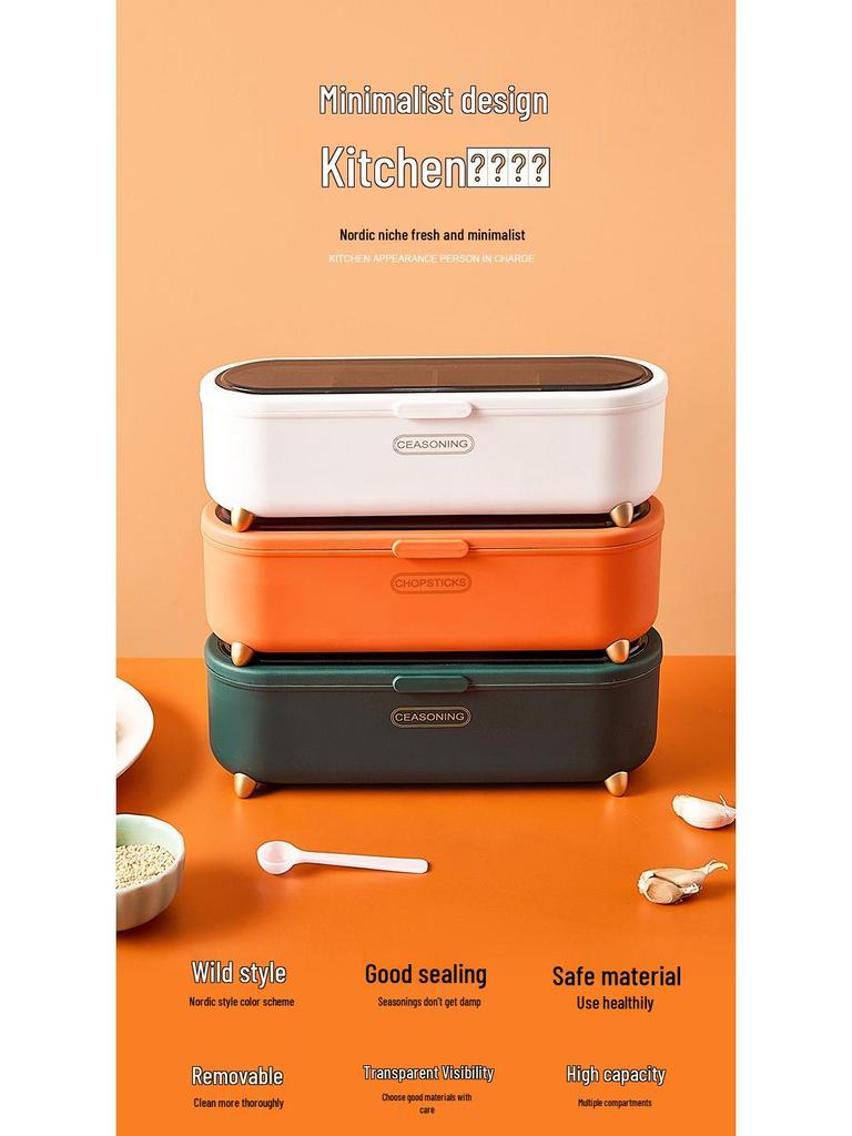 New Multi-Grid Seasoning Box Set: Sealed Kitchen Storage for Salt, MSG, and More