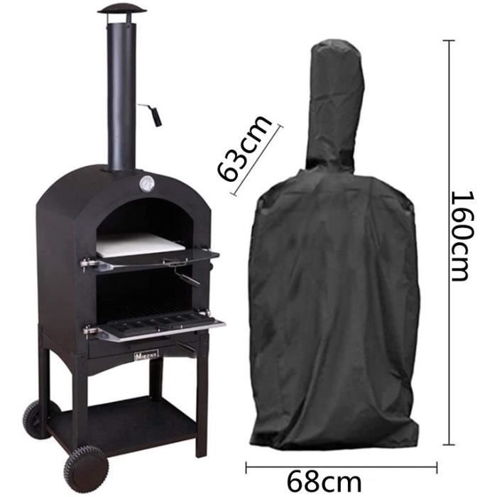 Housse de protection étanche housse de barbecue pour patio de jardin,Housse étanche pour four à pizza extérieur-Noir(68*63*160)