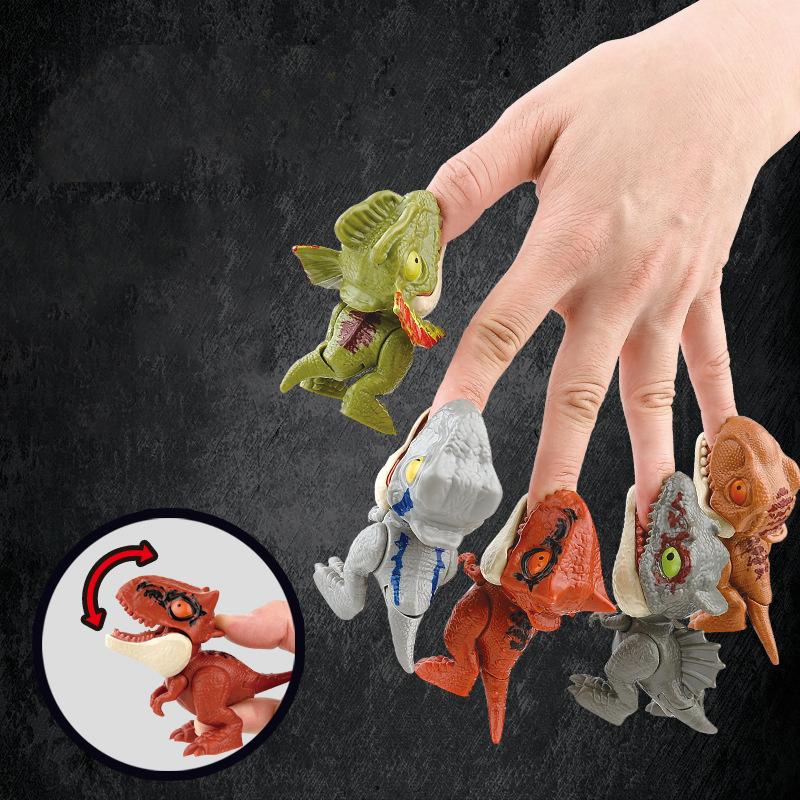 5Pcs Creative Mini Cartoon Animal Tyrannosaurus Toy Plastic Hand Bite Finger Dinosaurs Funny Animal Play Gifts Kid Gift Party