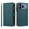 Apple 17 Pro Max Solid Color Zipper Wallet Case for Nine Cards – Compatible with iPhone 16/15/14