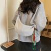 Simple Plaid Canvas Shoulder Bag Large Capacity Casual Crossbody Dumpling Shopping Bag Student Commute Niche Style