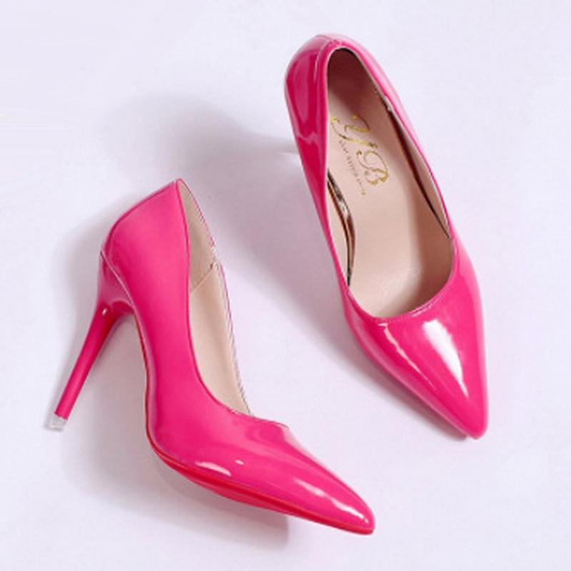 

10cm Heels Women Pointed Toe High Thin Heel Shoes Office Shallow Mouth Single Shoes Nightclub Party Banquet Wedding Pumps S34-43 34 фуксия